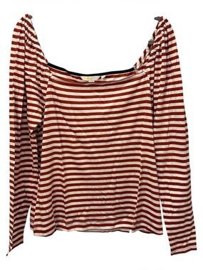 NWT Boden Terracotta & White stripe off shoulder soft cotton top Size 14